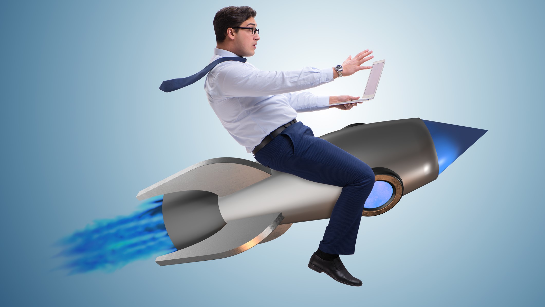 business man flying on rocket dreamstime_m_84027401 Job Crusher
