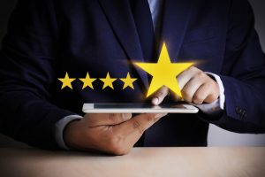 Man Happy Customer give Five Star Rating Experience Customer se