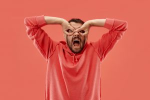 man with weird expression