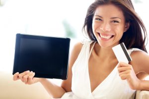 Internet shopping woman online with tablet pc