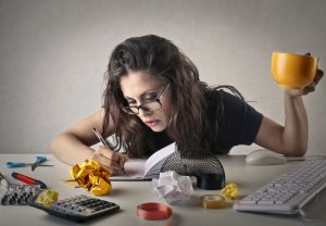 busy woman at desk