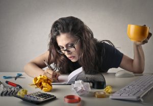 busy woman at desk