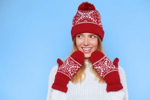 woman excited during the winter