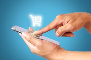 e-commerce shopping cart on mobile phone