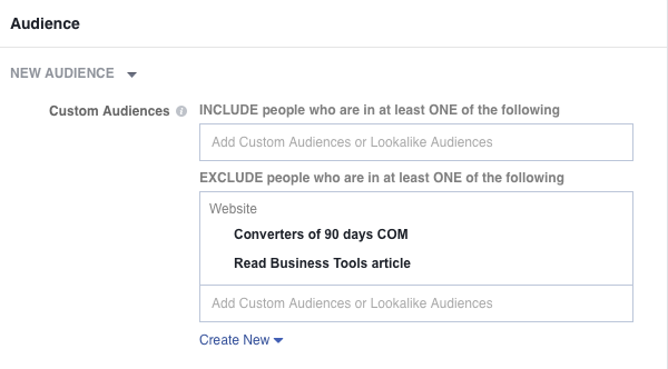 exclude custom audiences